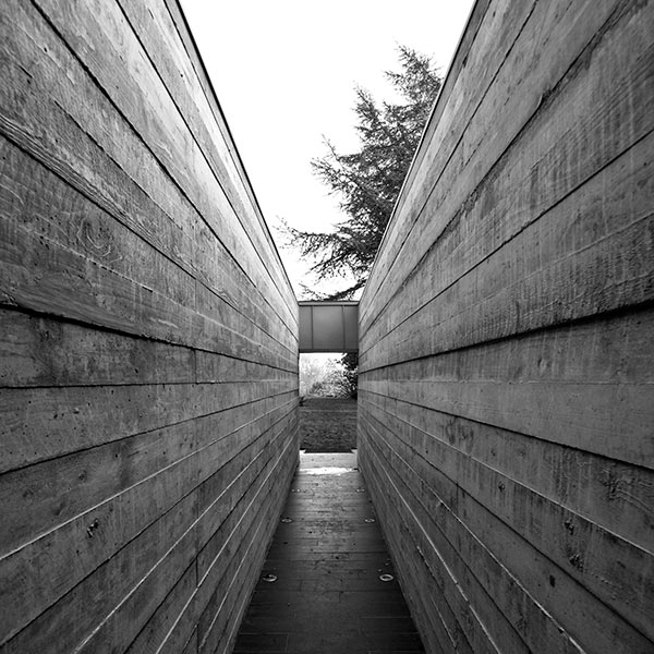 Kent pavilion concrete walkway by Scottish architect
