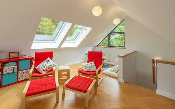 mezzanine snug and playroom in architect designed extension